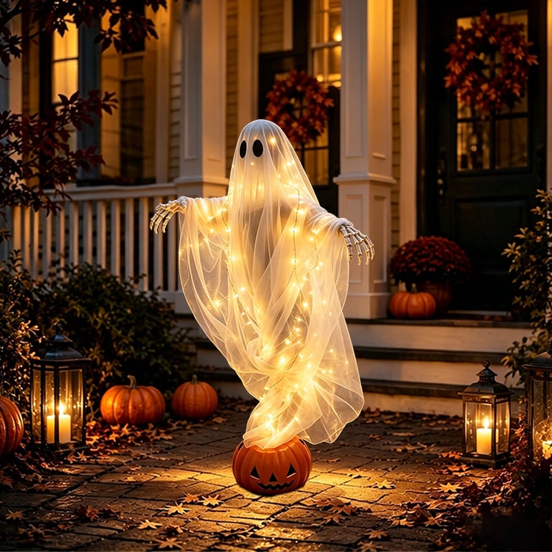 👻Swirling Ghost Pumpkin Yard Lamp🎃-HandPrint
