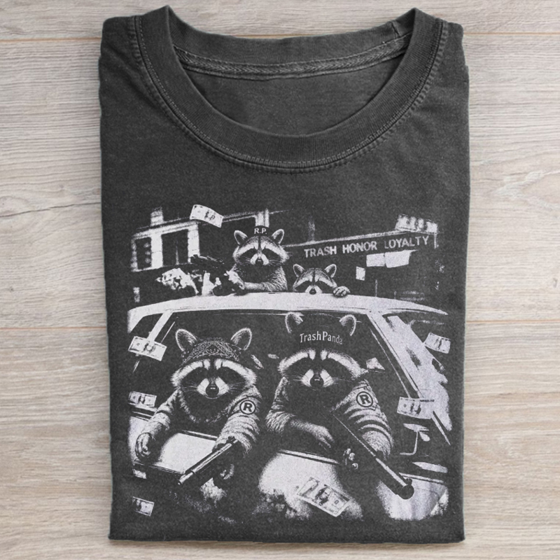 Funny Gangster Raccoon T-shirt-NaturexCraft