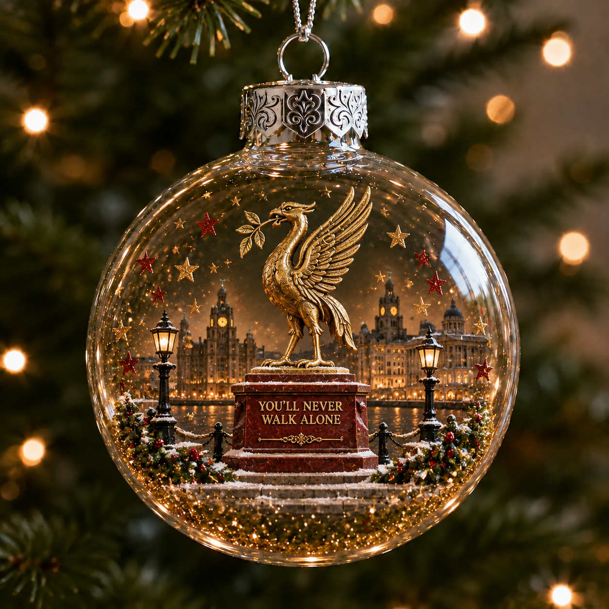 🎄 Light-Up Football Heritage Diorama Ornament-HandPrint