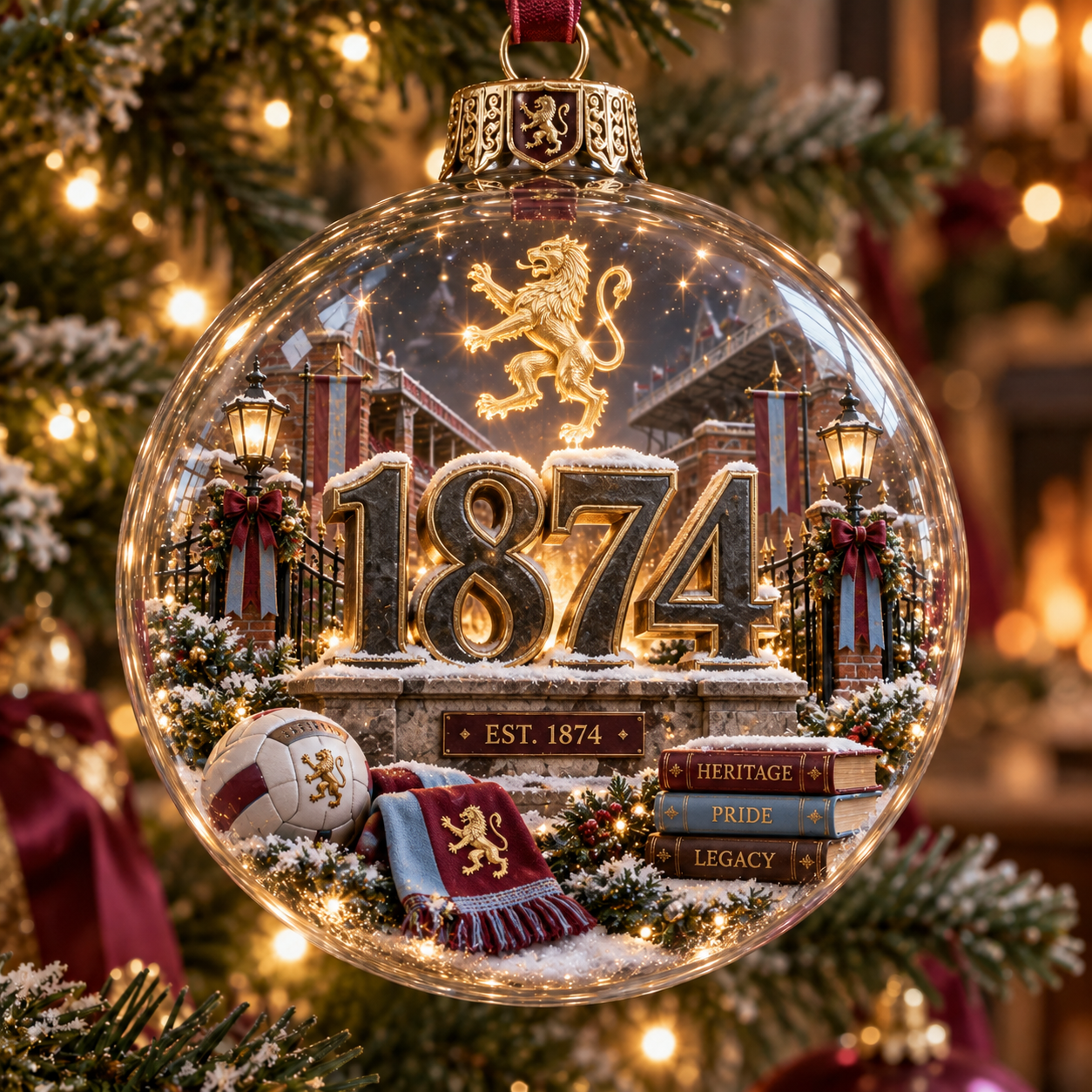 🎄 Pride & Tradition Light-Up Football Christmas Globe Ornament-HandPrint