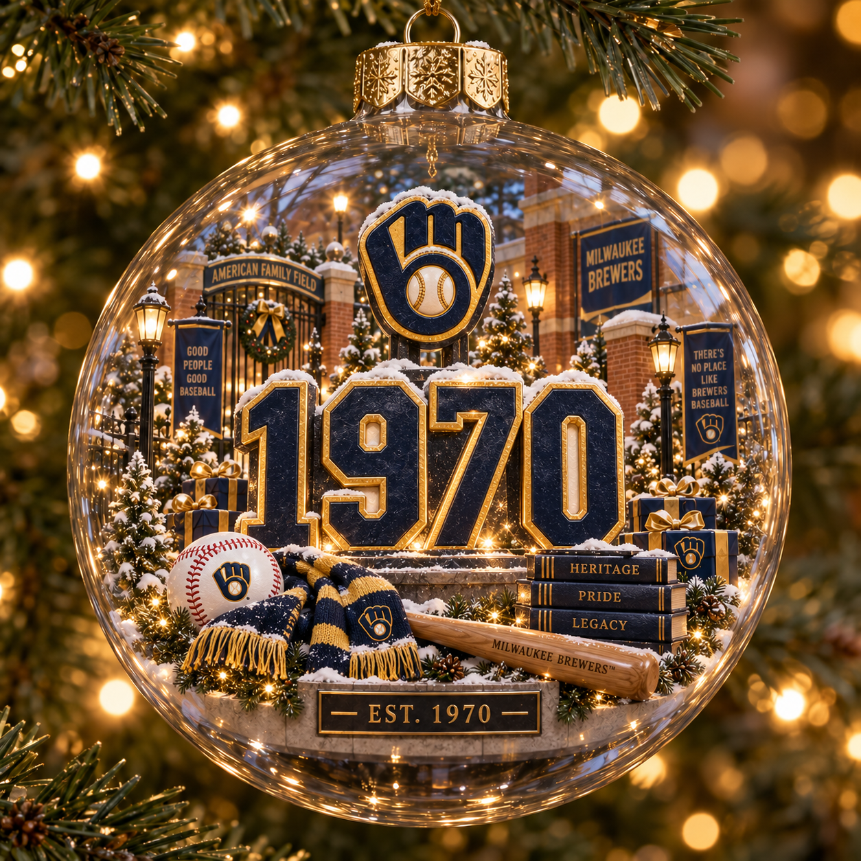 ⚾🎄 Good People. Good Baseball. – Light-Up Baseball Heritage Christmas Ornament-HandPrint