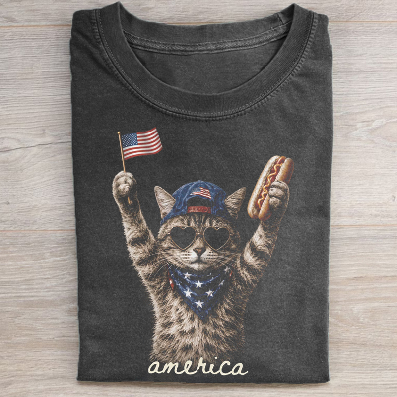 Patriotic Cat T-shirt-NaturexCraft