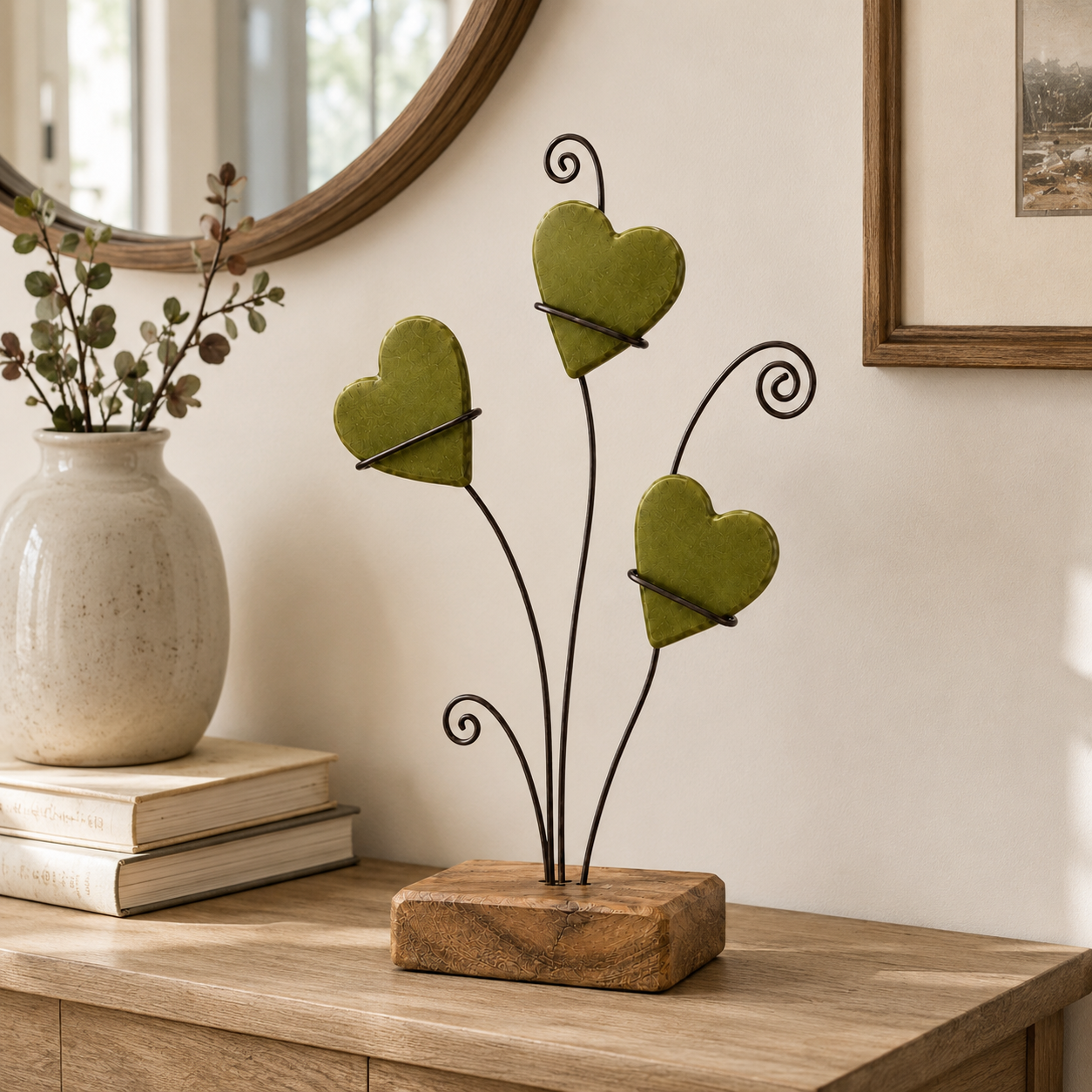 Growing Hearts Tabletop Sculpture-HandPrint