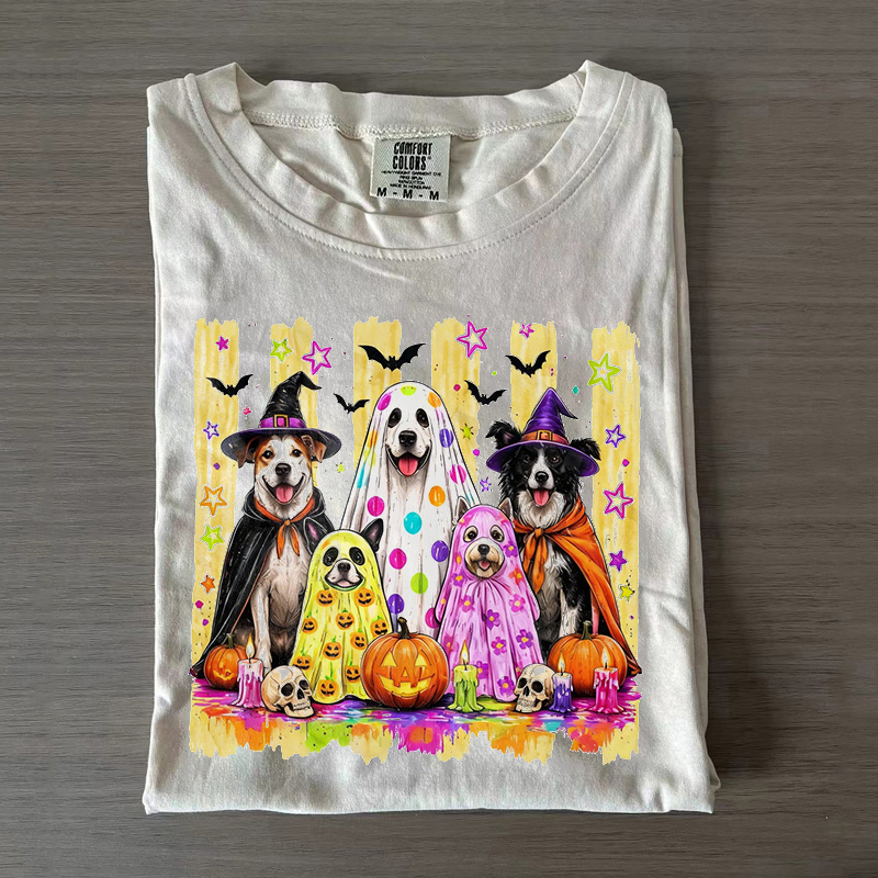 Striped Ghost Dog T-shirt-NaturexCraft