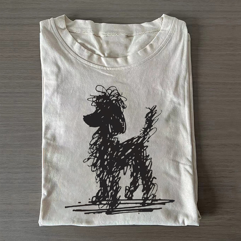 Abstract Poodle Line Art T-shirt-NaturexCraft