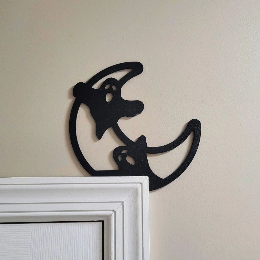 Metal Halloween Moon Door Corner Topper Decoration-HandPrint
