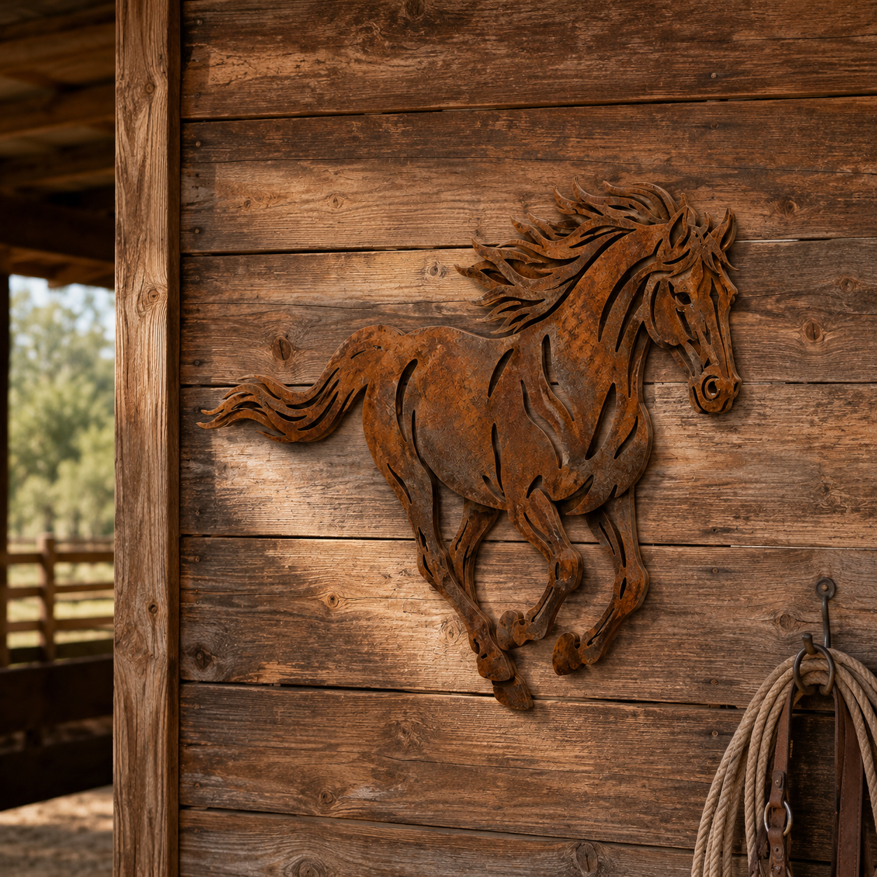 Rustic Running Horse Metal Wall Decor-HandPrint