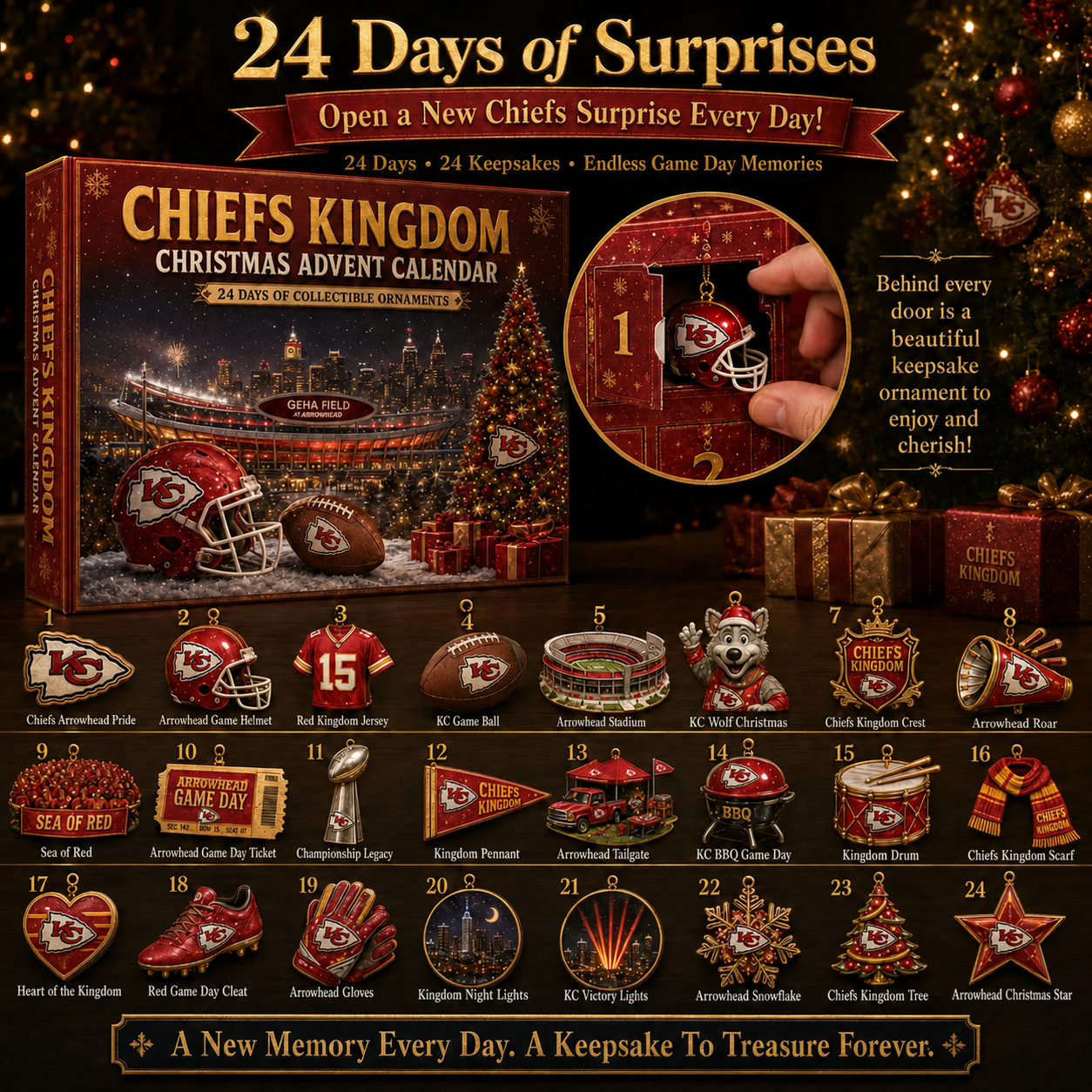 🎄 Chiefs Kingdom Football Christmas Advent Calendar-HandPrint