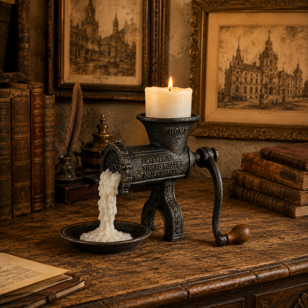 Vintage Meat Grinder Candle Holder-HandPrint