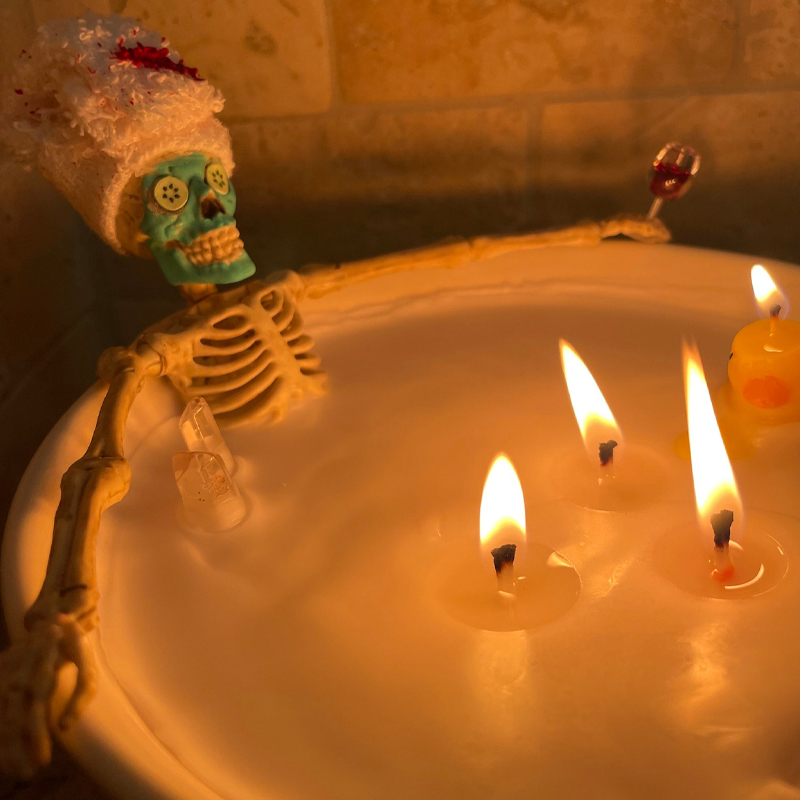 Spooky Skeleton Bathing Candle-HandPrint