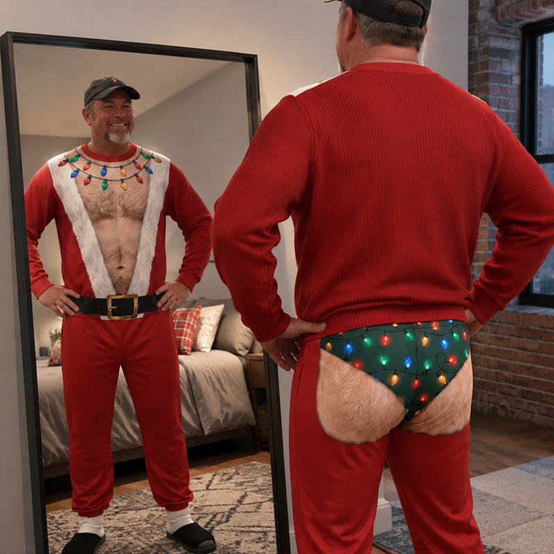 Funny Christmas Light Butt Pants 🎄-HandPrint