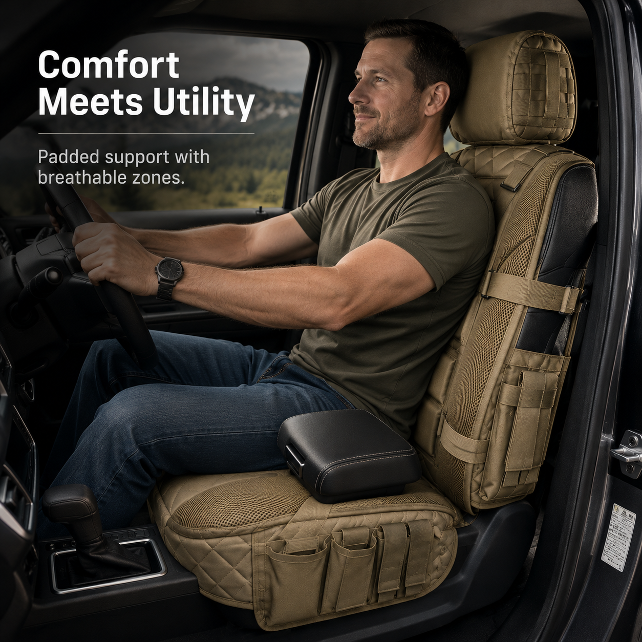 Tactical MOLLE Car Seat Cover Organizer – Rugged Protection & Smart Storage-HandPrint