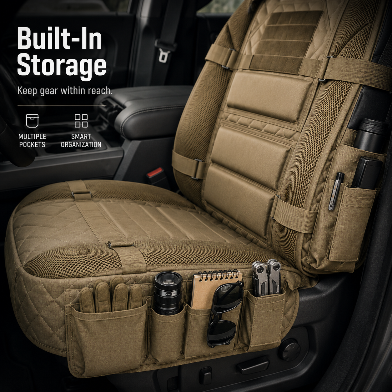 Tactical MOLLE Car Seat Cover Organizer – Rugged Protection & Smart Storage-HandPrint