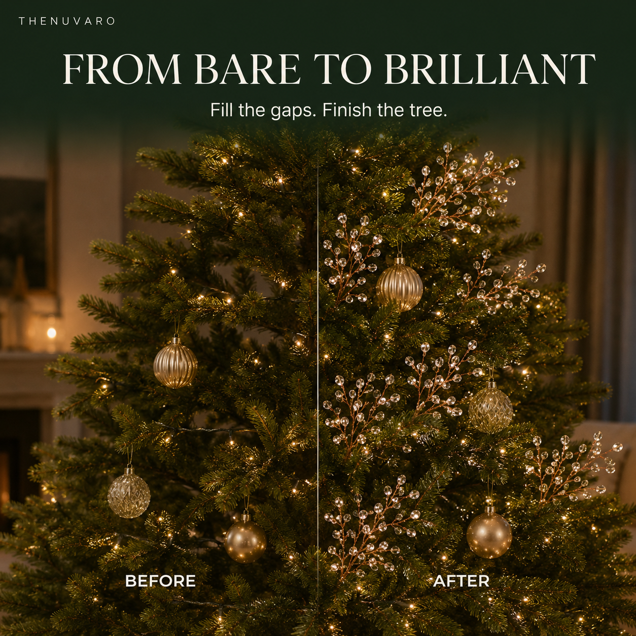 ✨ Crystal Beaded Christmas Tree Branch Picks – Instant Sparkle & Fuller Holiday Décor-HandPrint