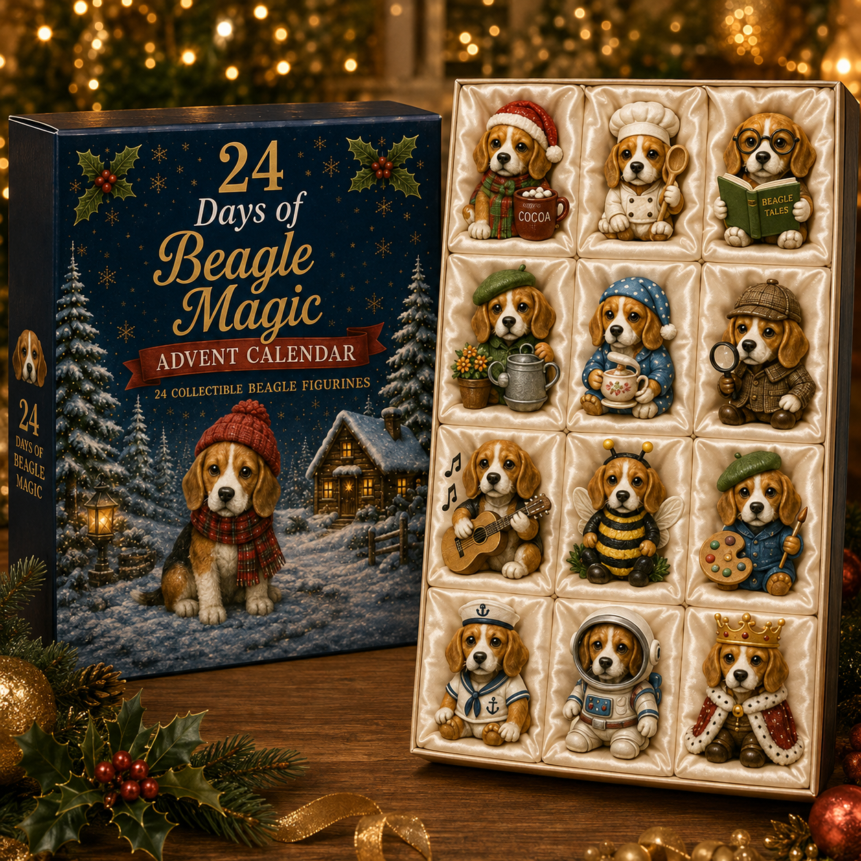 Beagle Magic Advent Calendar 2026 – 24 Days of Unique Beagle Miniature Collectibles, 24 Cute Holiday-HandPrint