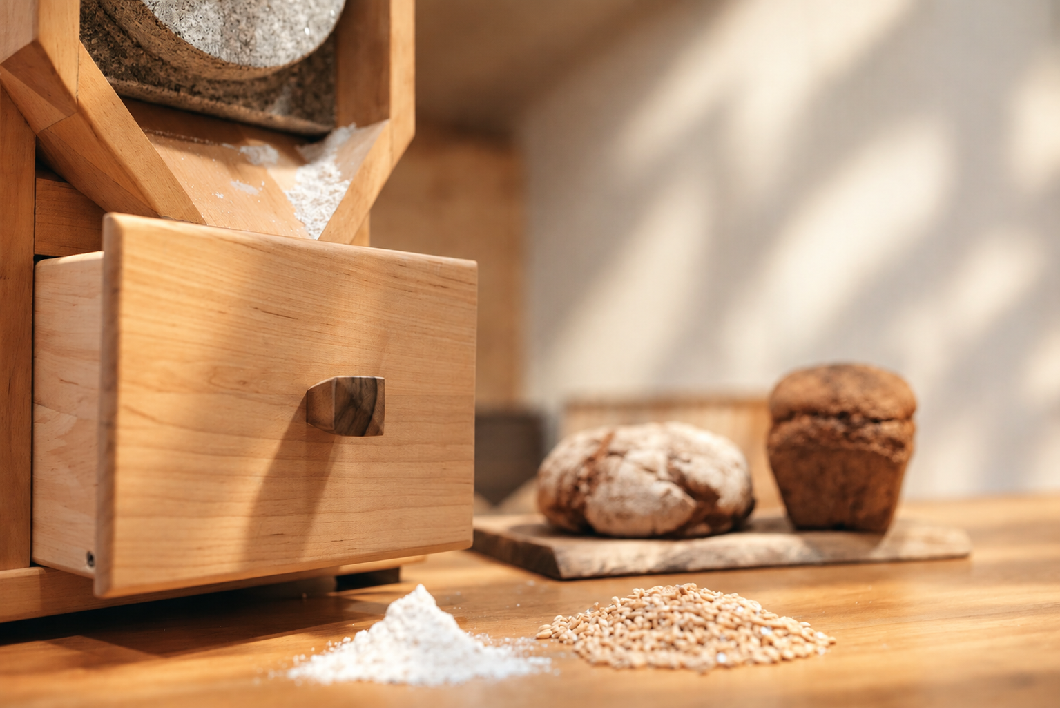 Hand Crank Stone Grain Mill , Adjustable Fineness for Home Baking-HandPrint