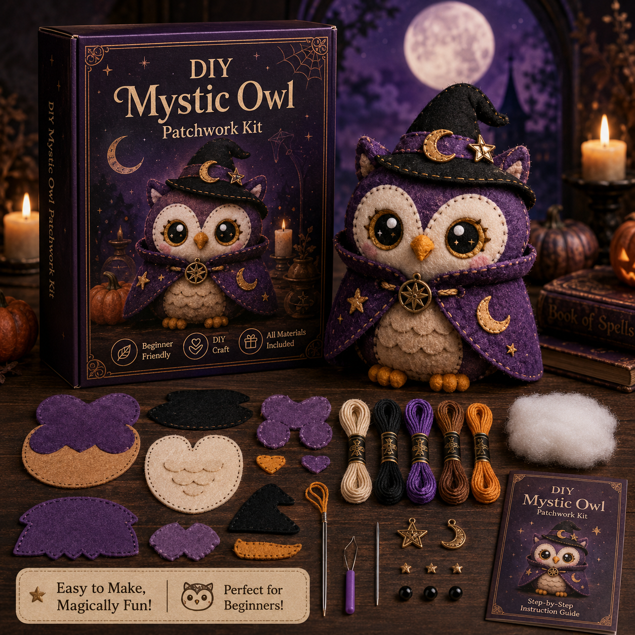 DIY Halloween Magical Patchwork Kit – Sew Your Own Spooky Cute Friend 🎃🧵-HandPrint