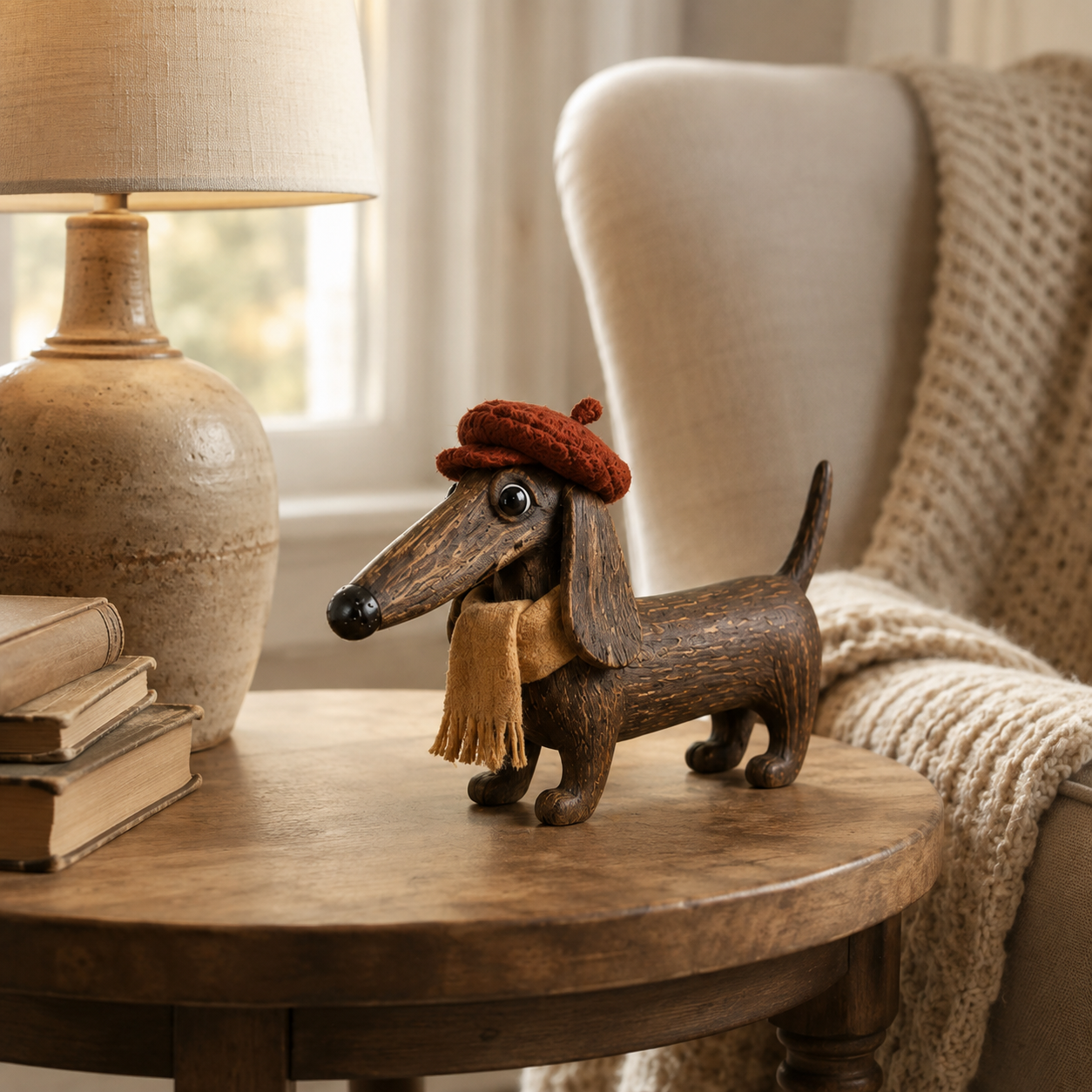 Rustic Gentleman Dachshund Wooden Figurine-HandPrint