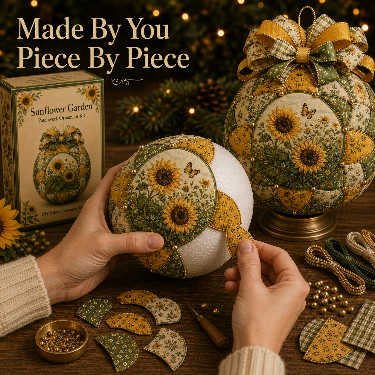 🌿 Garden & Birds Patchwork Ornament DIY Kit-HandPrint