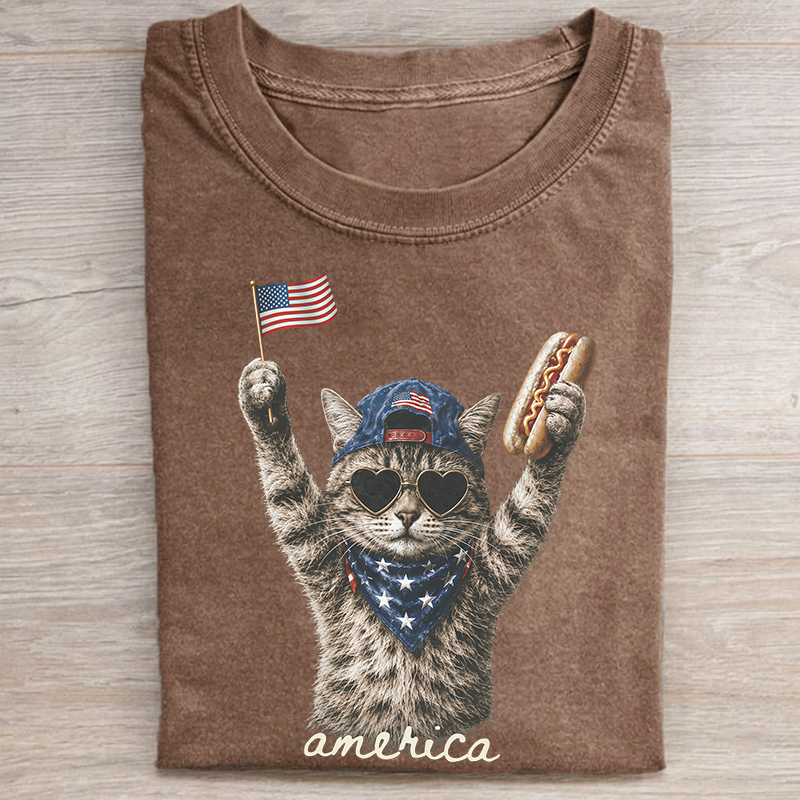 Patriotic Cat T-shirt-NaturexCraft
