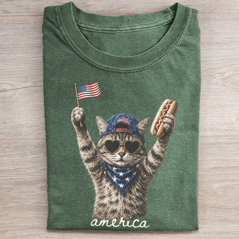 Patriotic Cat T-shirt-NaturexCraft
