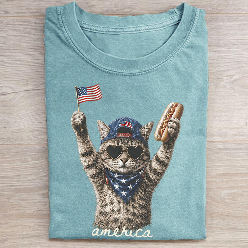 Patriotic Cat T-shirt-NaturexCraft