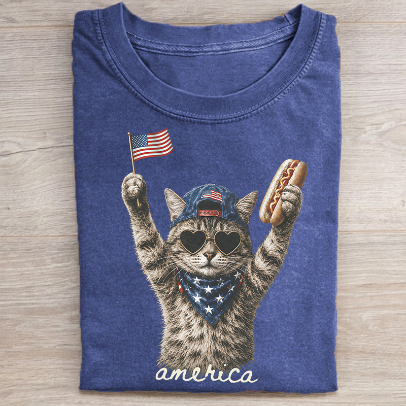 Patriotic Cat T-shirt-NaturexCraft
