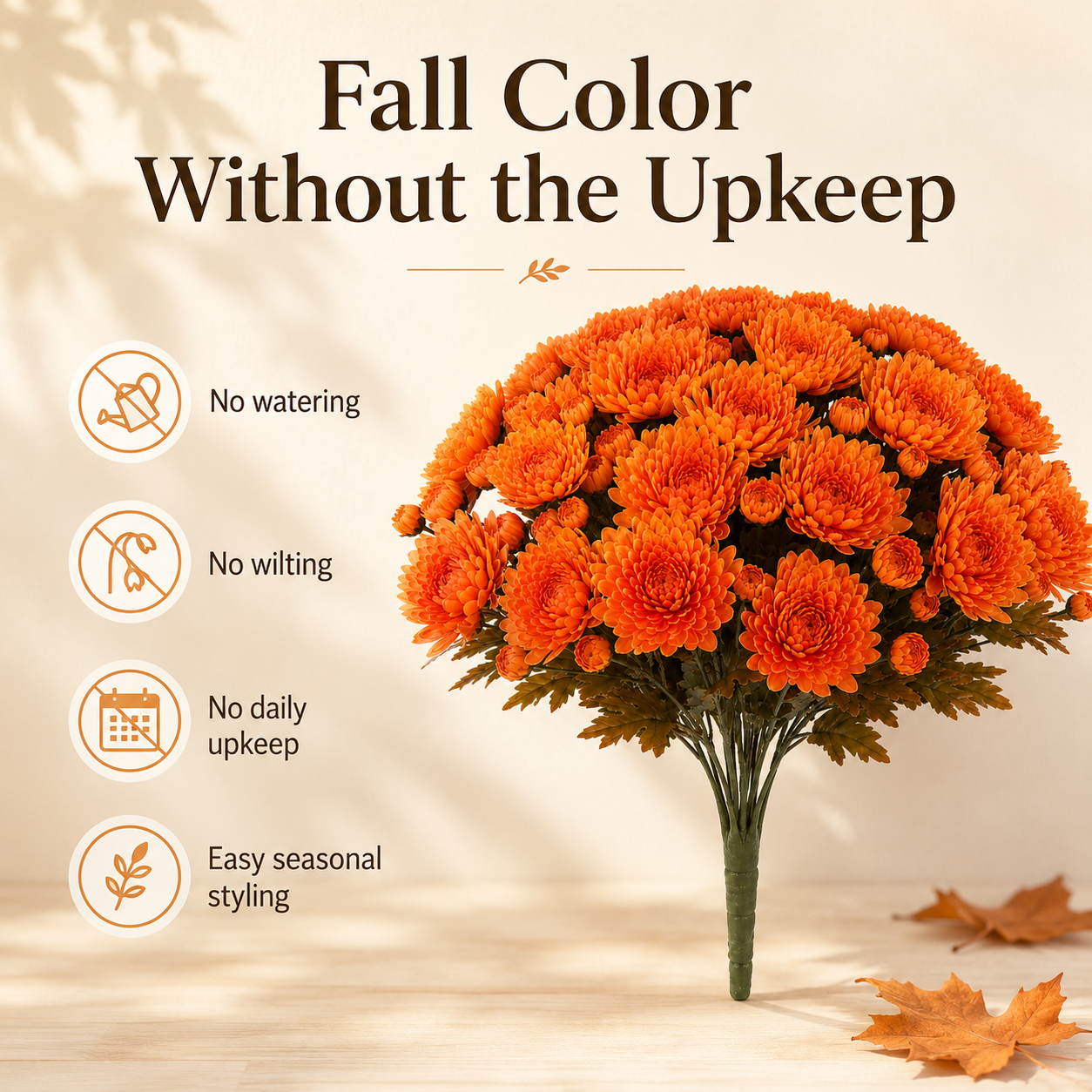 Autumn Bloom Faux Chrysanthemum Bush-HandPrint