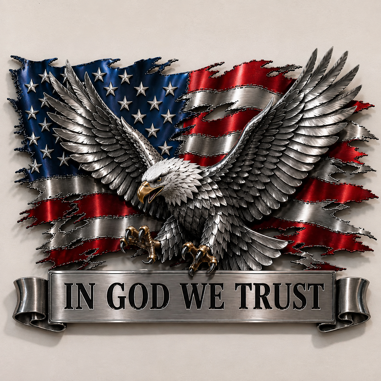In God We Trust Bald Eagle American Flag Wall Decor-HandPrint
