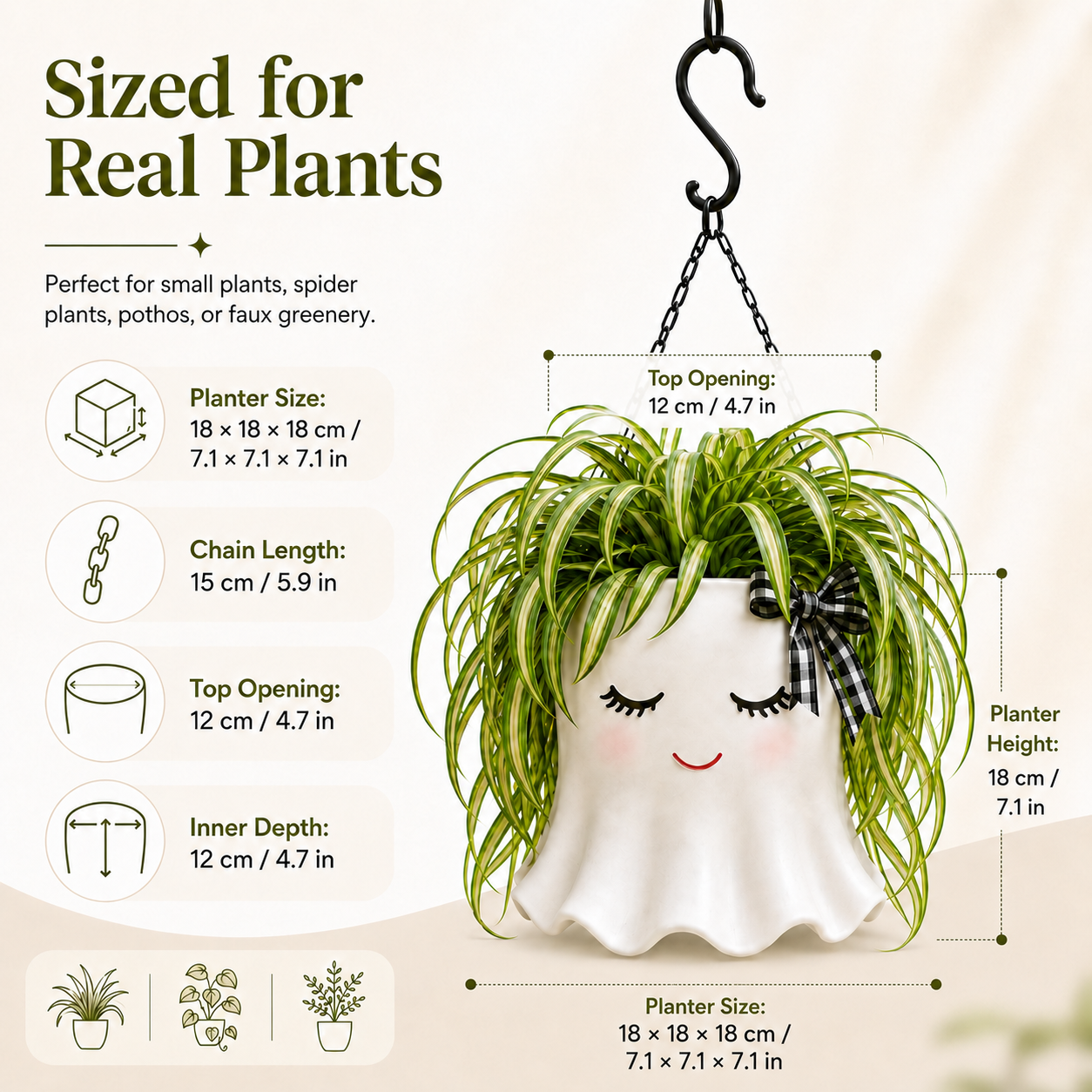 Cute Ghost Hanging Planter-HandPrint