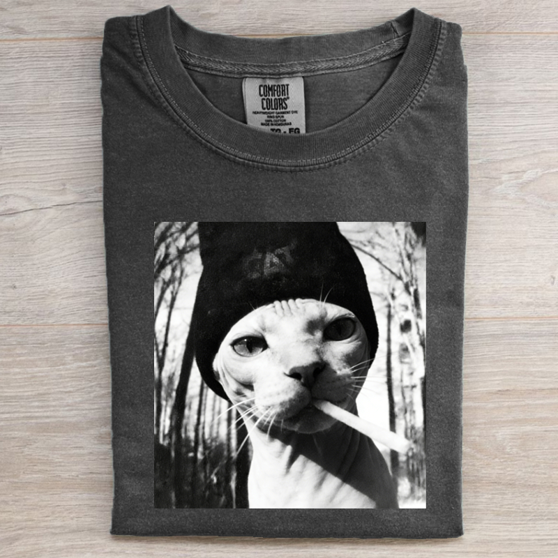 Funny Sphynx Smoking T-shirt-NaturexCraft