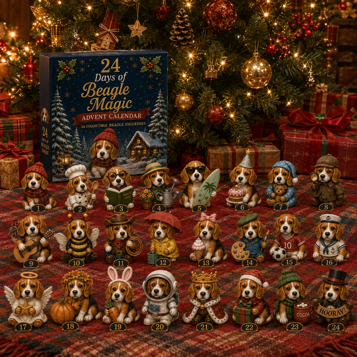 Beagle Magic Advent Calendar 2026 – 24 Days of Unique Beagle Miniature Collectibles, 24 Cute Holiday-HandPrint