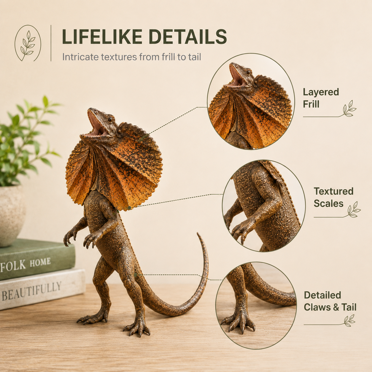 🦎 Frilled-Neck Lizard Resin Figurine-HandPrint