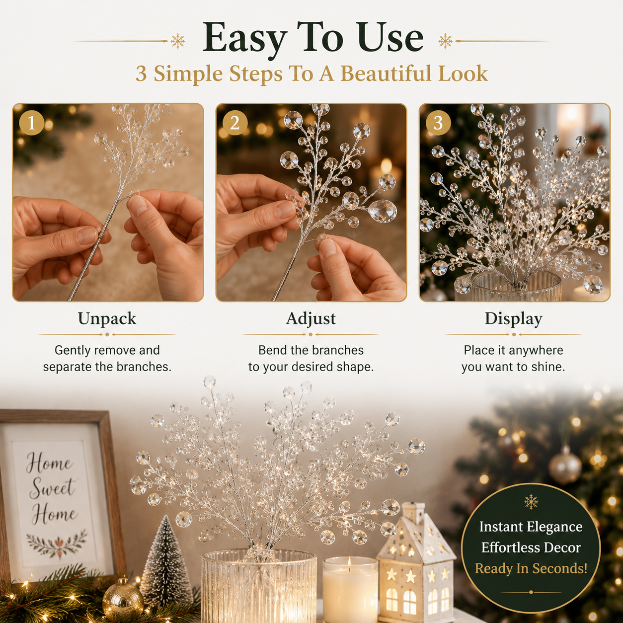 🎄 Sparkling Crystal Branch Christmas Tree Ornament-HandPrint
