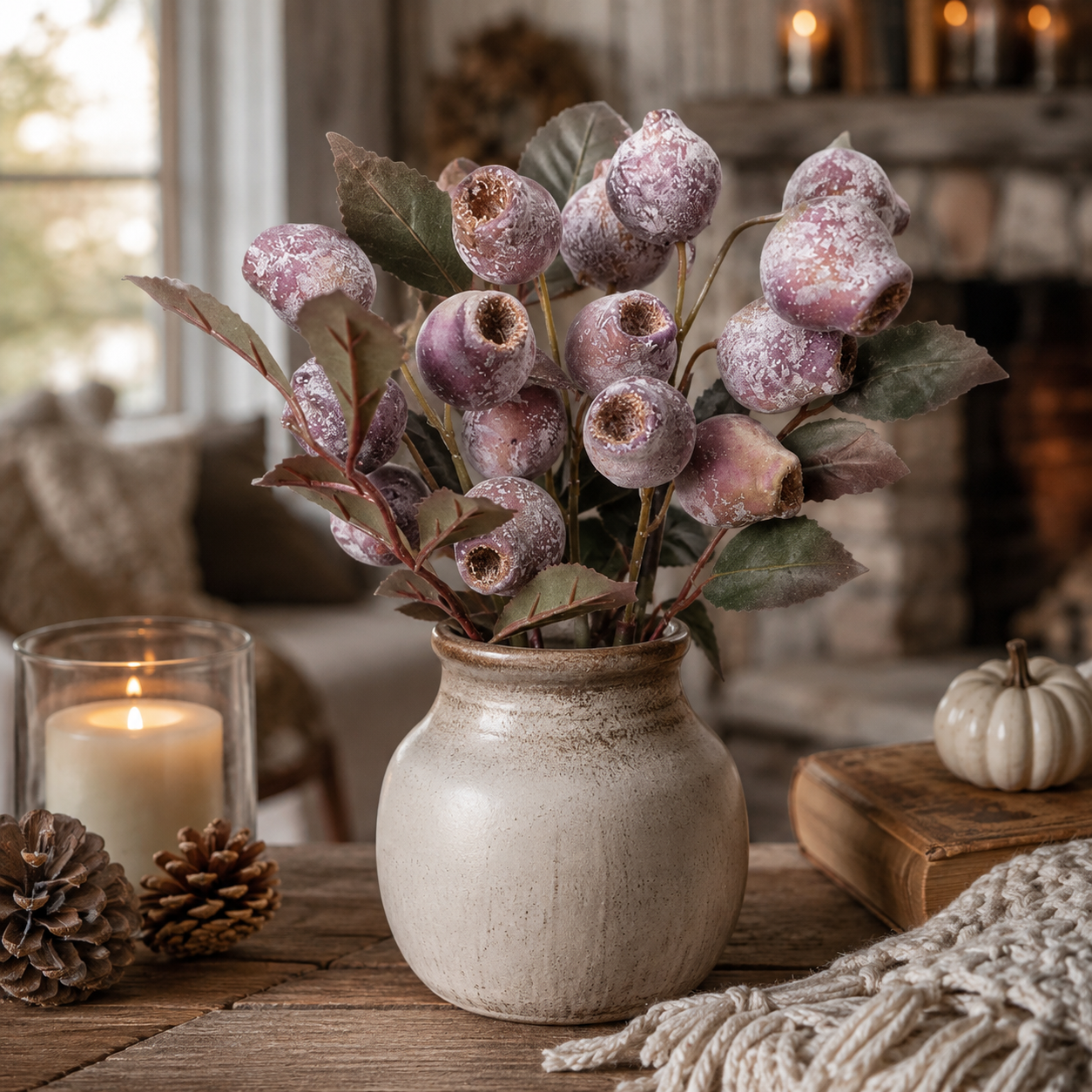 3 Pack Vintage Faux Seed Pod Bouquet – Rustic Seasonal Farmhouse Floral Stems-HandPrint