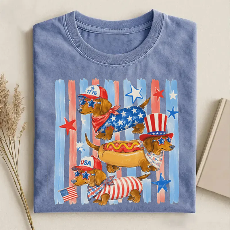 Striped Patriotic Dachshund T-shirt-NaturexCraft