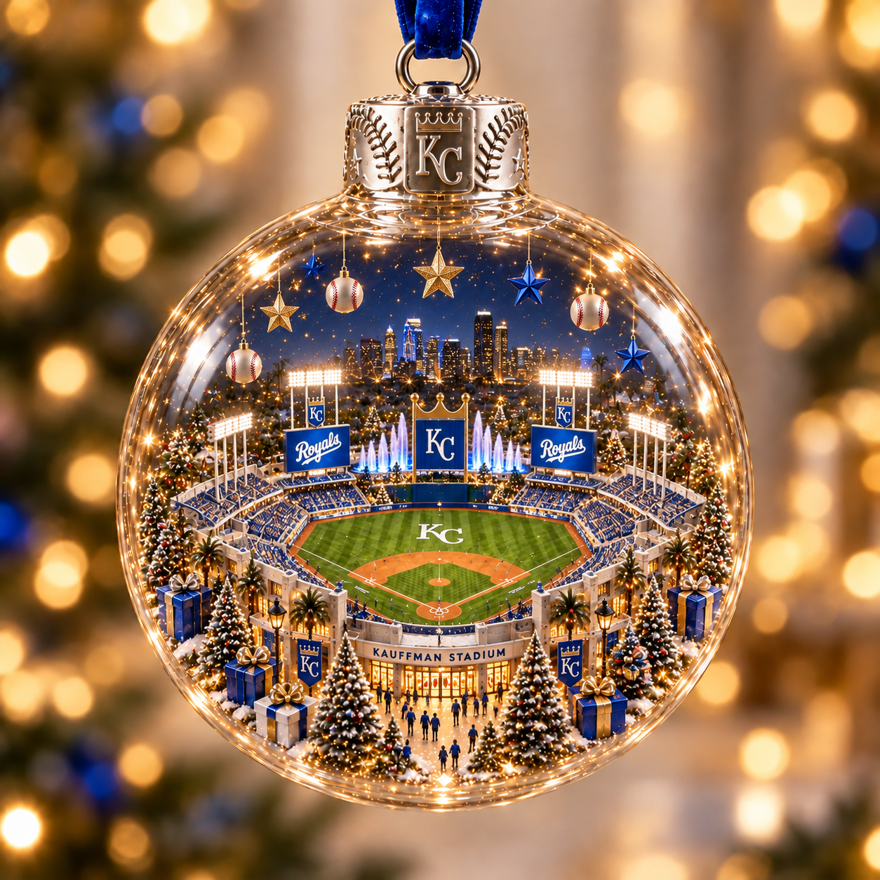 ⚾🎄 Light-Up Baseball Stadium Christmas Ornament-HandPrint