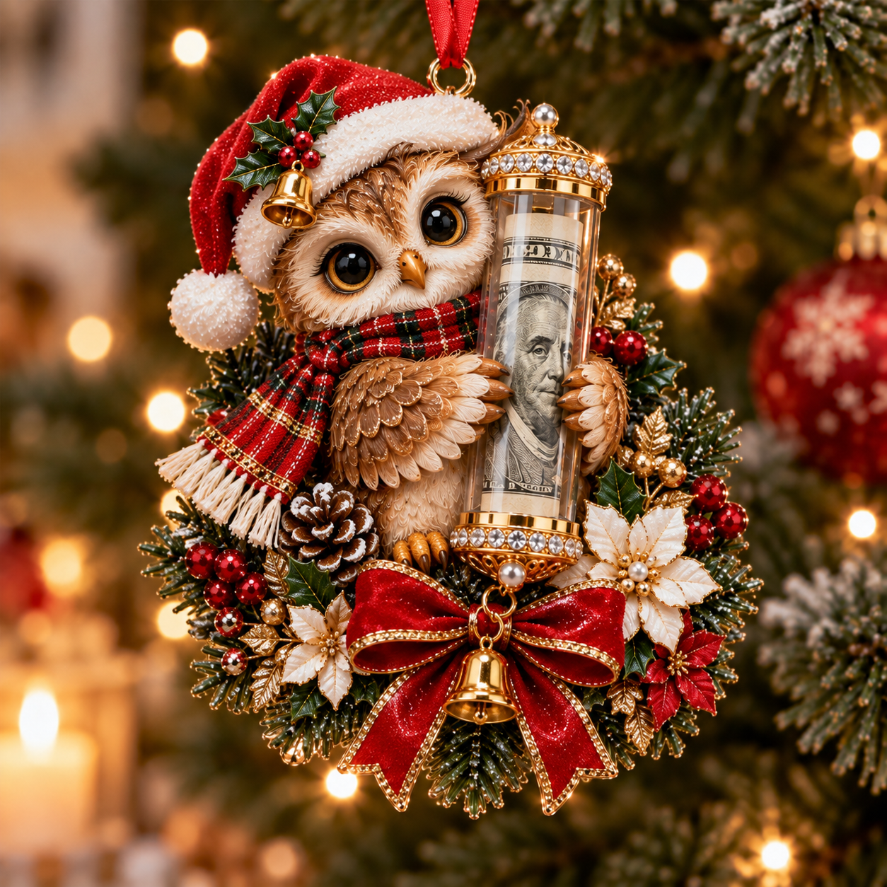 🎁Christmas Cute Animal Cash Gift Ornament – Holiday Tree Decoration🎄💵-HandPrint