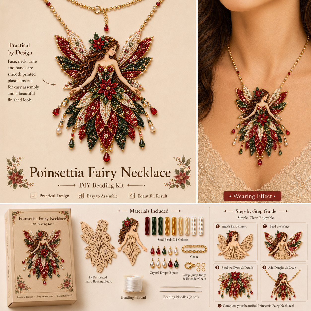 DIY Fairy Necklace Beading Kit, Seed Bead Jewelry Making Craft-HandPrint