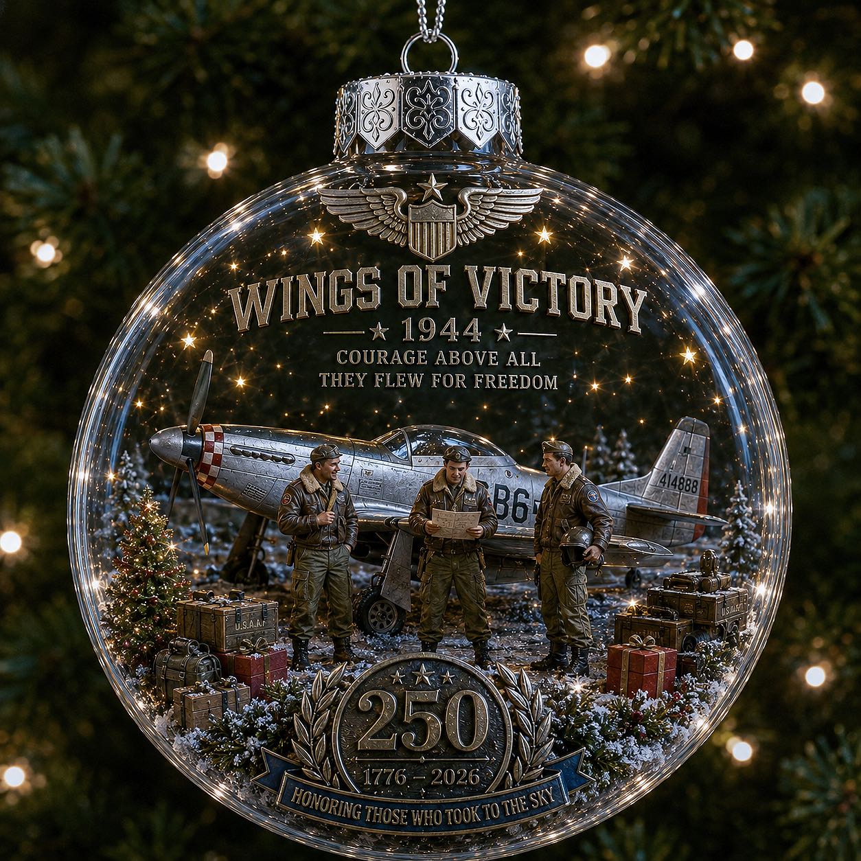 🎄 LAST DAY 75% OFF 🇺🇸 America 250th Military Legacy Light-Up Christmas Ball-HandPrint