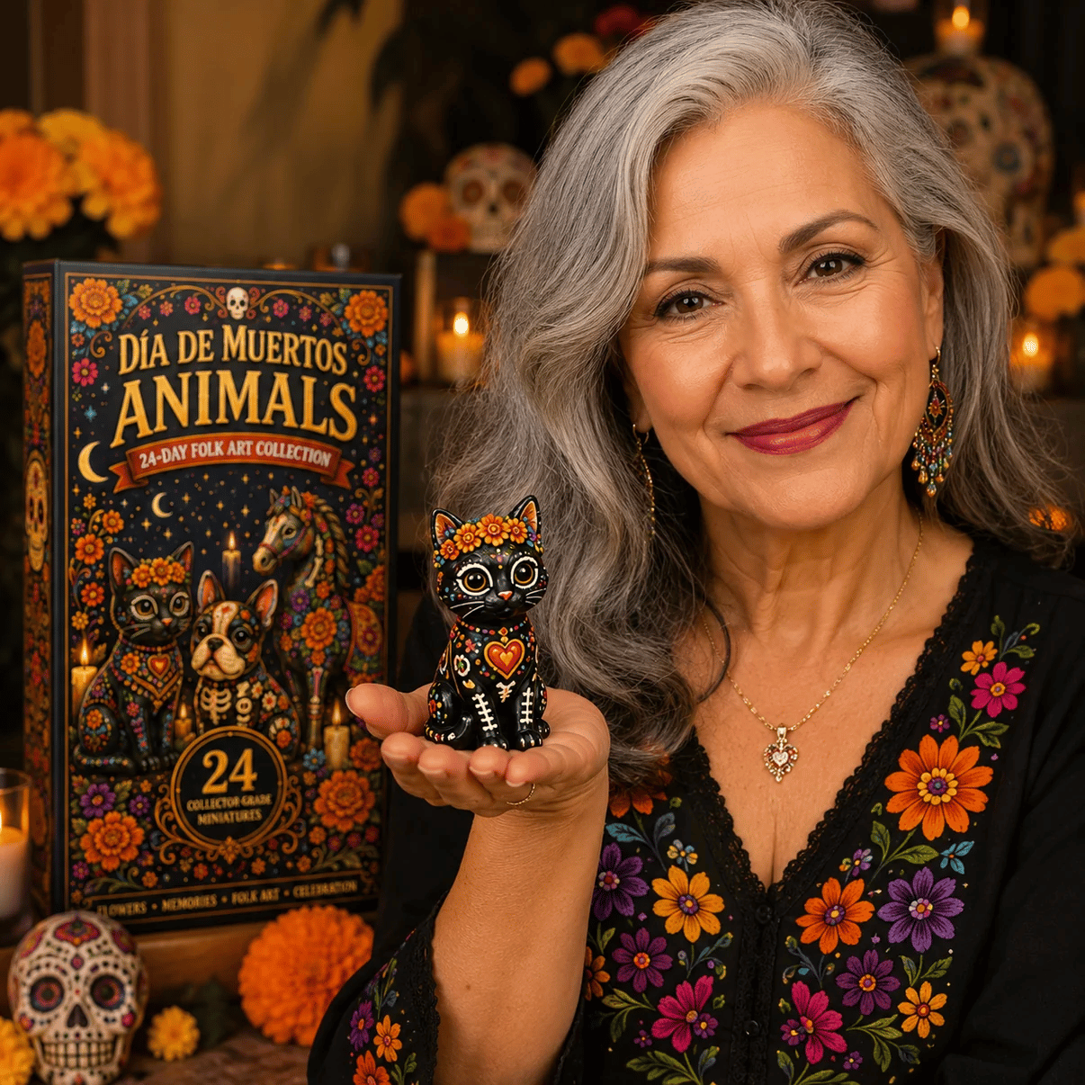 Día de Muertos Animals Advent Calendar 2026 – 24‐Day Folk Art Animal Figurine Collection | 24 Unique Collector‐Grade Miniatures-HandPrint