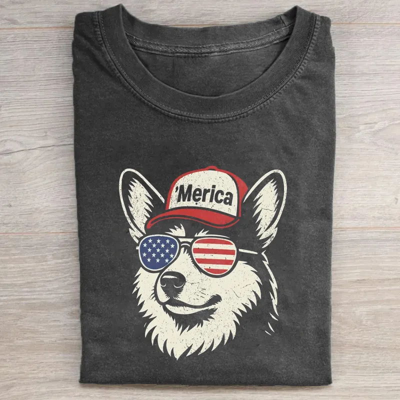 Corgi Patriotic T-shirt-NaturexCraft