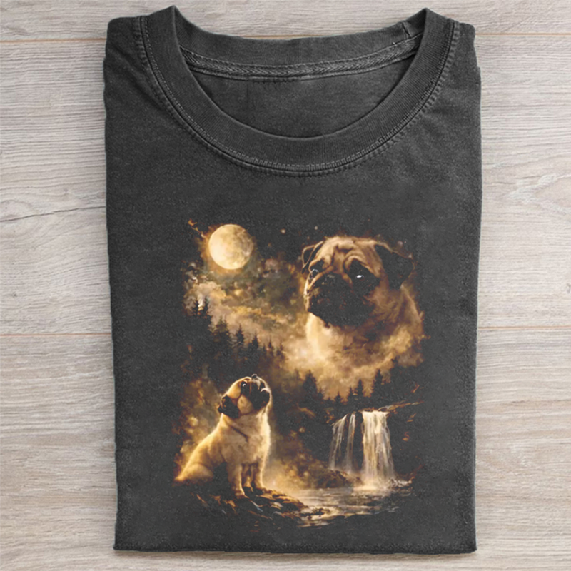 Pug Howling to The Moon T-shirt-NaturexCraft