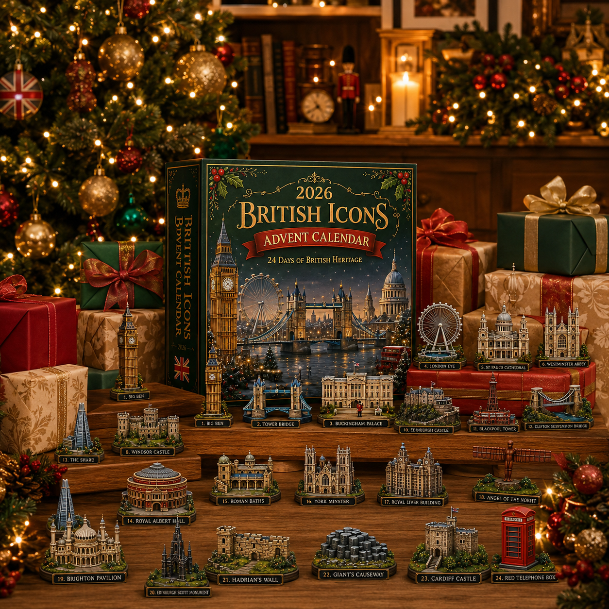2026 UK Landmarks Advent Calendar – 24 Days of Iconic Architecture & Heritage Collectibles | Christmas Countdown Gift-HandPrint