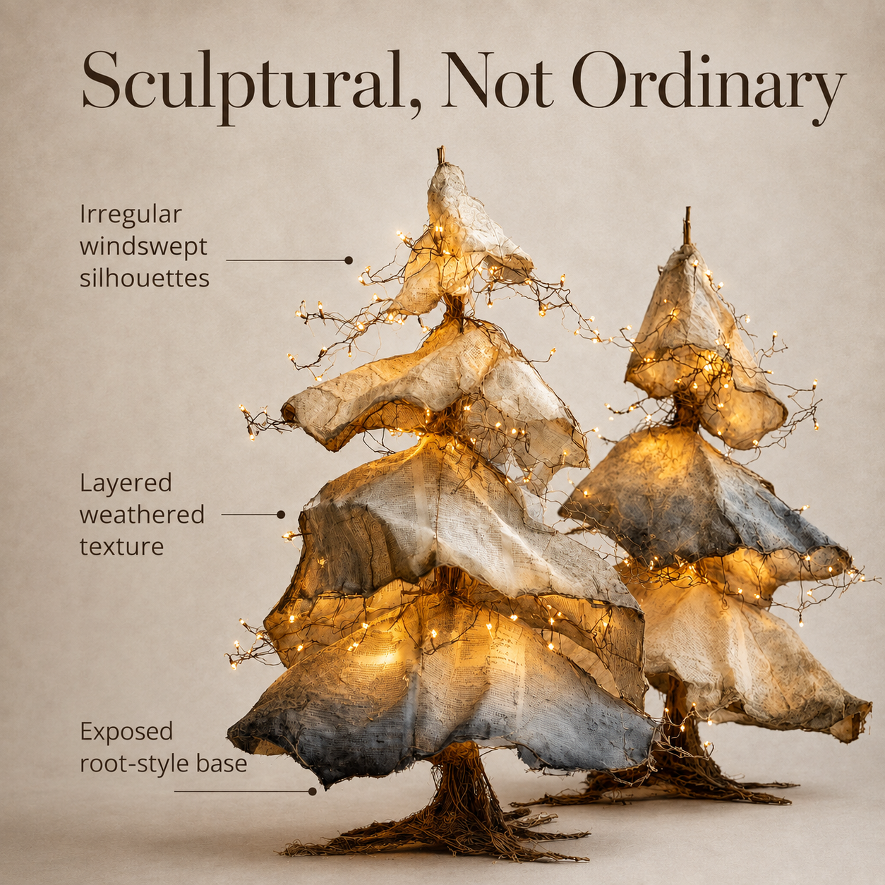 Windswept Winter Trees – Lighted Sculptural Tree Set-HandPrint