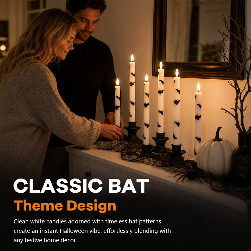 Spooky & Safe: Halloween Bat LED Taper Candles 🦇-HandPrint