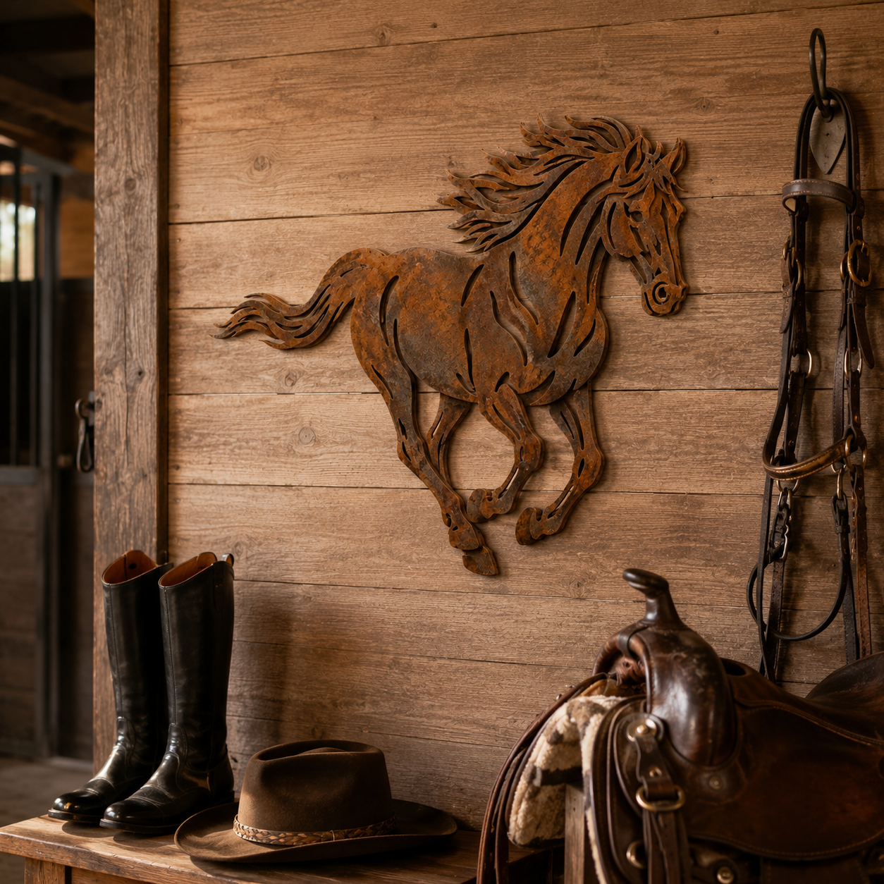 Rustic Running Horse Metal Wall Decor-HandPrint