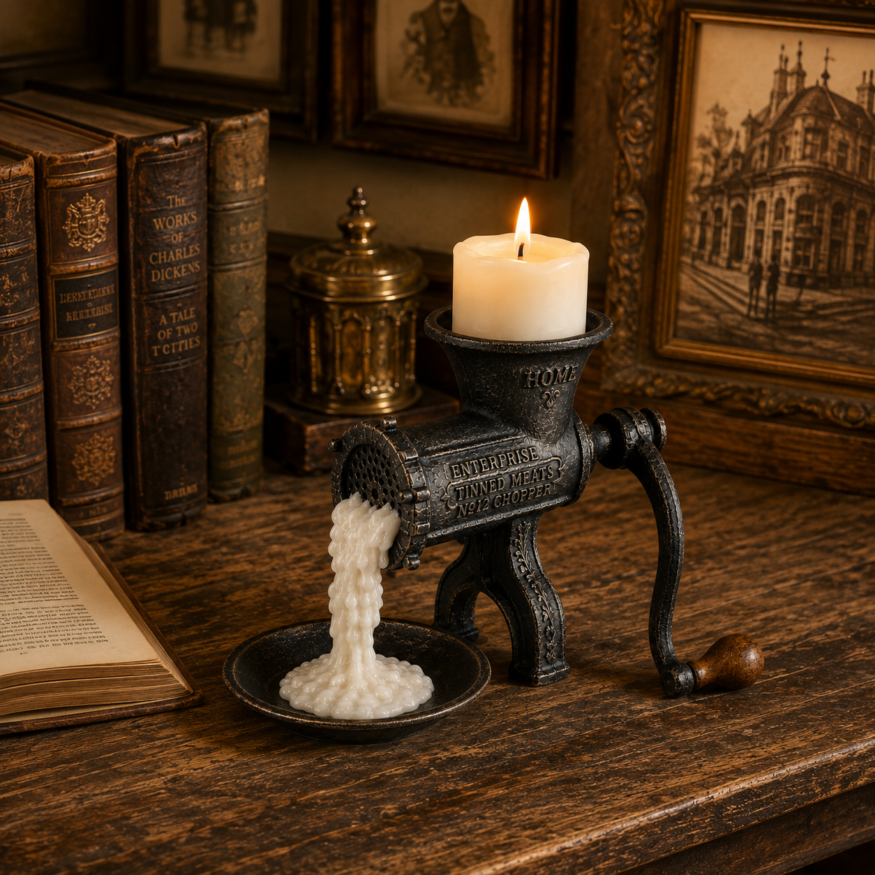 Vintage Meat Grinder Candle Holder-HandPrint