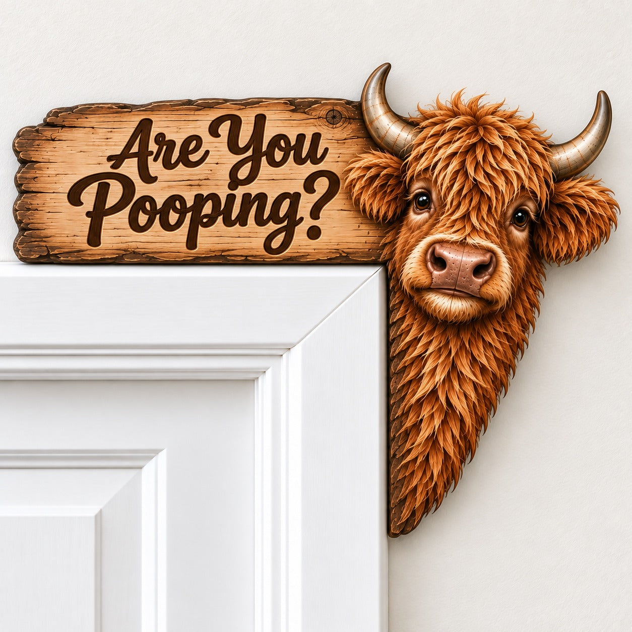 🐮Last Day 50% OFF - Funny Highland Cow Door Topper-HandPrint