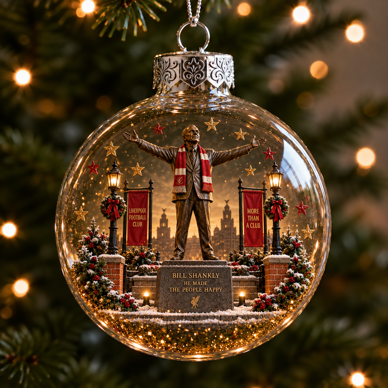 🎄 Light-Up Football Heritage Diorama Ornament-HandPrint